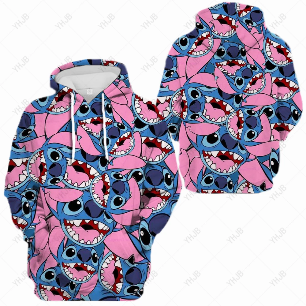

Lilo Stitch Sweatshirts Funny Cartoon Graphic Winter Sweater Women Hoodie Disney New Loose Crop Top with Long Sleeves Hoodies