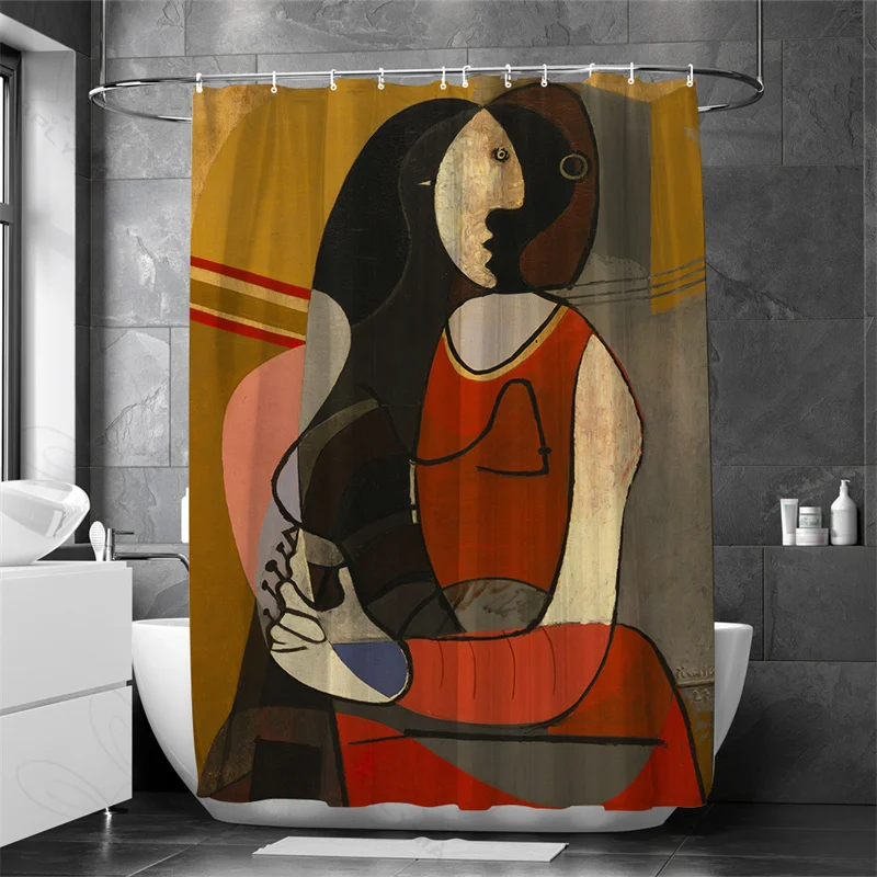 

ART Shower Curtain Set with Hooks,Les Demoiselles d'Avignon by Pablo Picasso Home Art Paintings Pictures for Bathroom