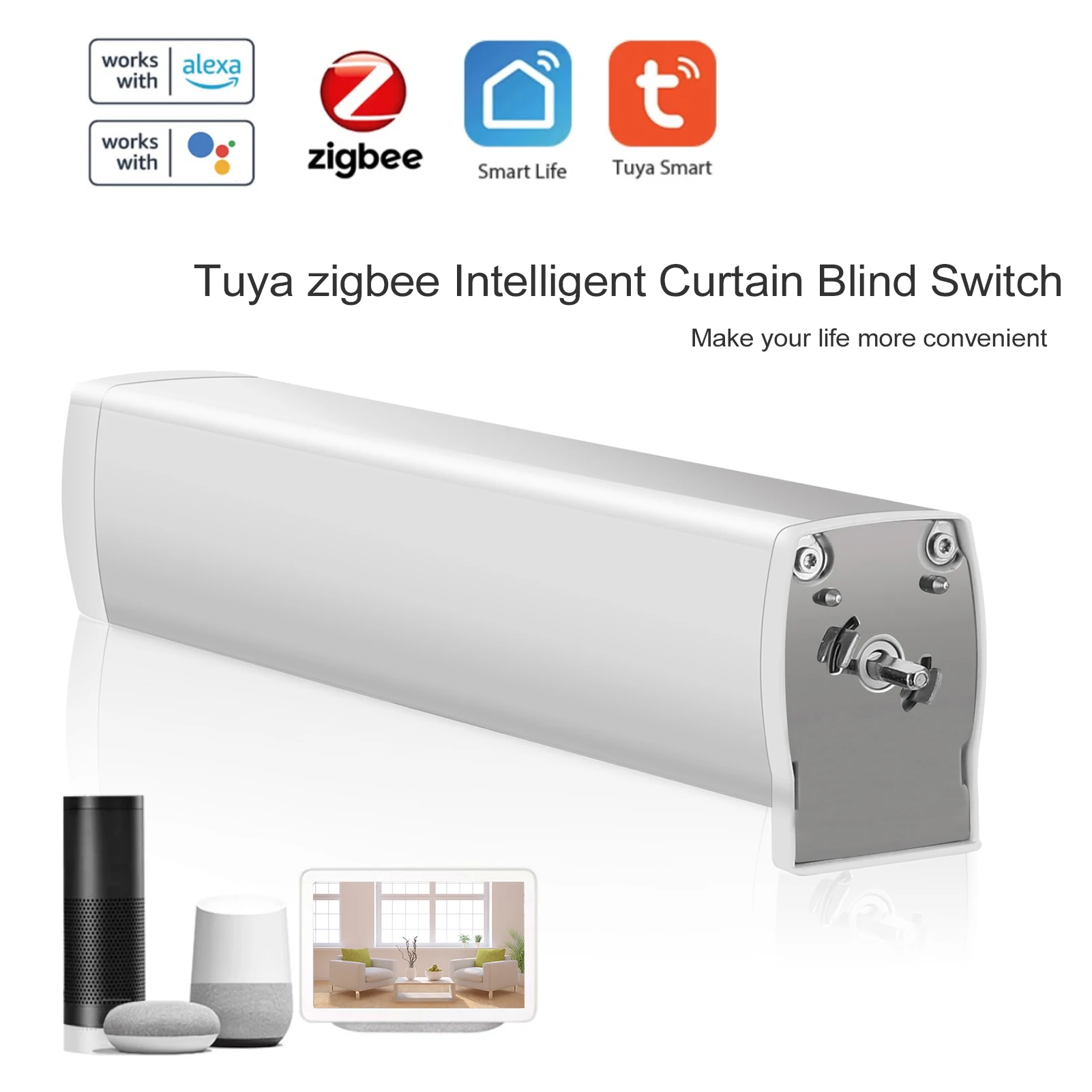 

Tuya ZigBee Intelligent Curtain Motor WIFI Ultra Quiet Electric Wireless Remote Control Voice Control Tool for Alexa Google Home