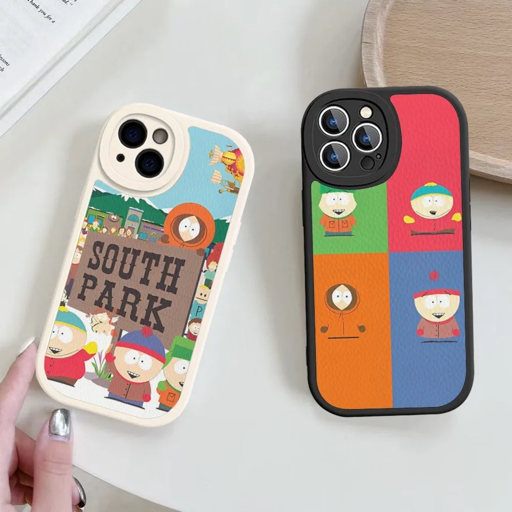

S-South Cartoon P-Parks Phone Case Hard Leather For iPhone 14 13 12 Mini 11 14 Pro Max Xs X Xr 7 8 Plus Fundas