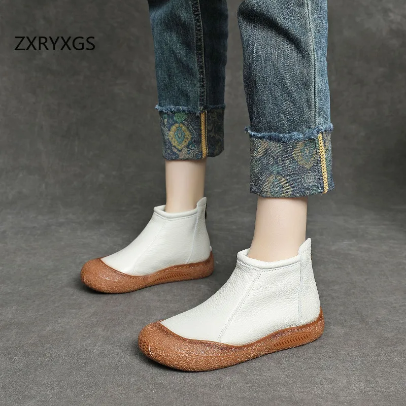 ZXRYXGS улучшенная женская вулканизированная обувь из натуральной кожи кроссовки