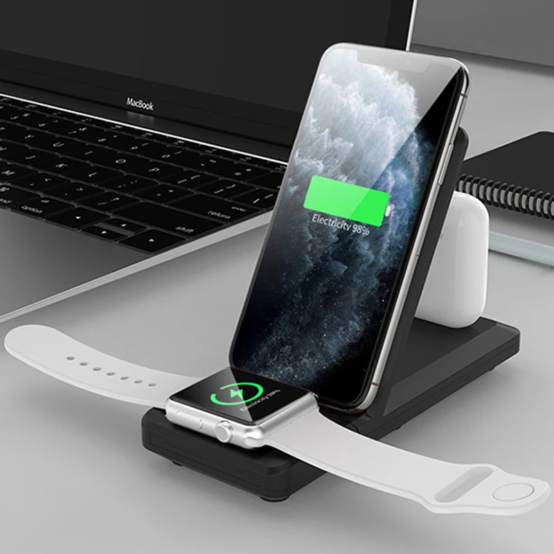 

15W 3 In 1 Wireless Charging Base For iPhone 13 12 11 Pro Max Airpods iWatch Samsung S21 S20 Ultra Magnetic Fast Charger Holder