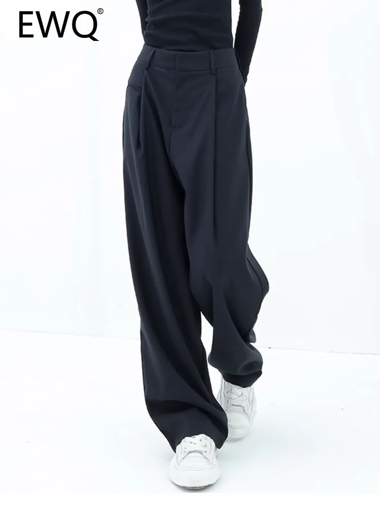 

Женские Костюмные брюки с высокой талией EWQ, прямые широкие брюки, однотонная женская уличная одежда, новинка весны 2023, 26D1445