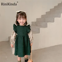 2022 autumn korean kids dress sets sleeveless solid dress floral full sleeve blouse baby girls fashion cute clothes