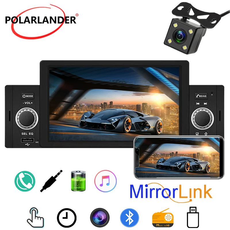 

PolarLander 1 Din 5 Inch Multimedia MP5 Player Mirror Link USB SD MMC Bluetooth FM IPS Touch Screen CarPlay Android Auto