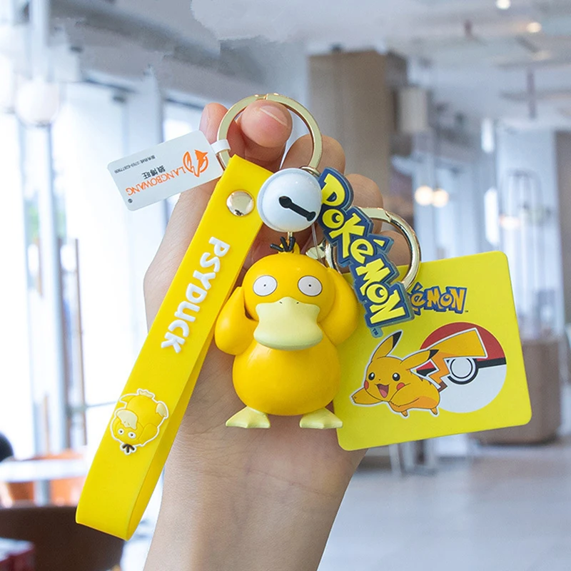 Anime Pokemon Pikachu Keychain Authentic Action Figure Keychain Squirtle Psyduck KeyRing Backpack Pendant Model Car Key Chain