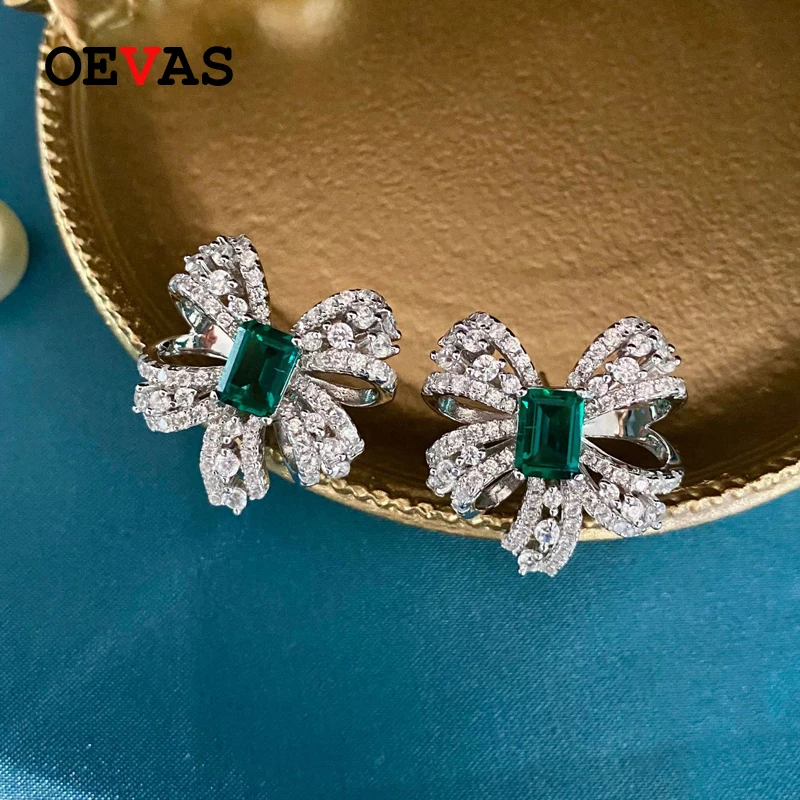 

Серьги-гвоздики OEVAS, роскошные серьги с муассанитом, изумрудом, камнем-талисманом по месяцу рождения, под серебро, 925 пробы