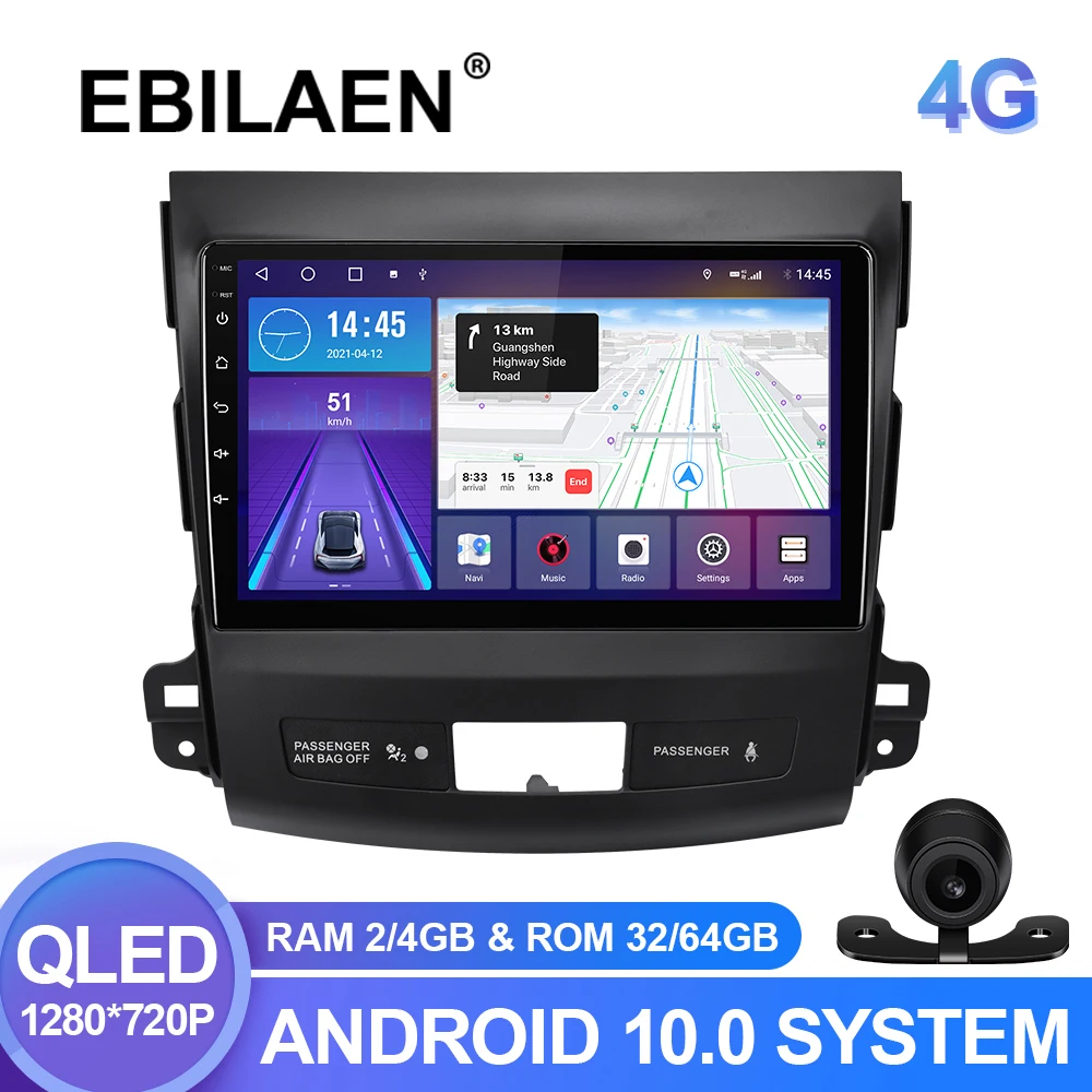 Ebilaen-sistema multimídia automotivo, reprodutor com android 2005, navegação gps, para mitsubishi outlander xl 2005-2011