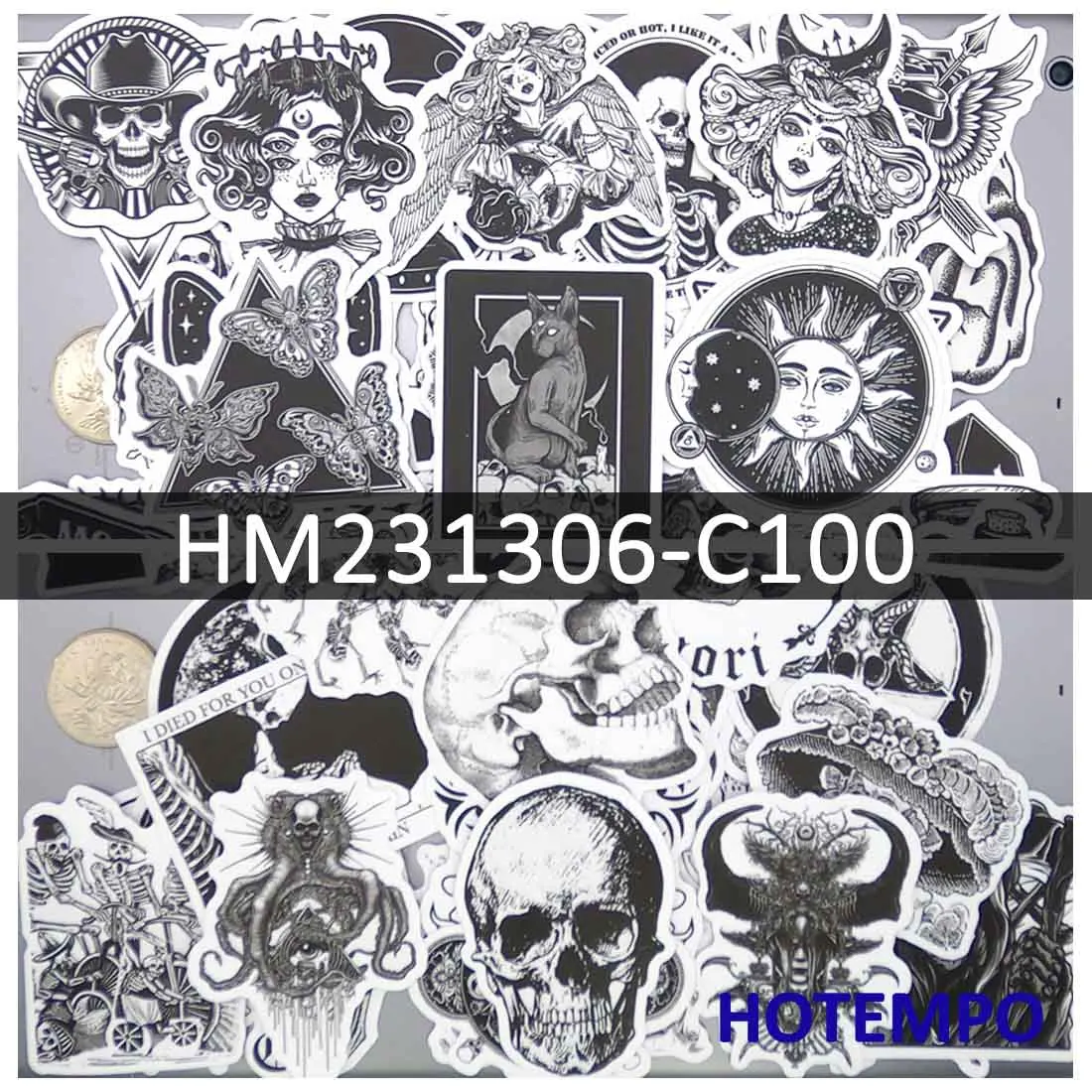 50/100 шт. Забавные готические наклейки Череп Демон Монстр Ведьма Ктулху