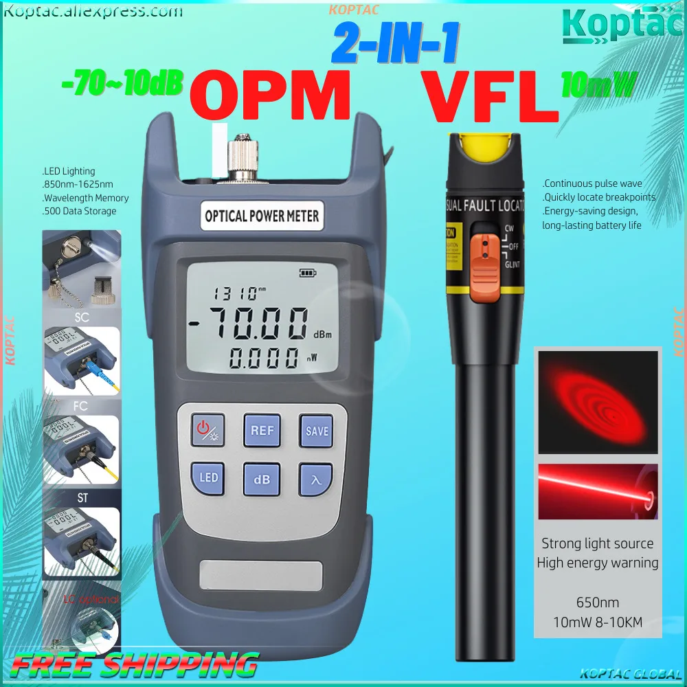 2-в-1 OPM 710A и VFL 10 мВт 10 км-70 ~ 10 дБ однорежимный оптический измеритель мощности и Визуальный дефектоскоп экономичный FTTH инструментарий
