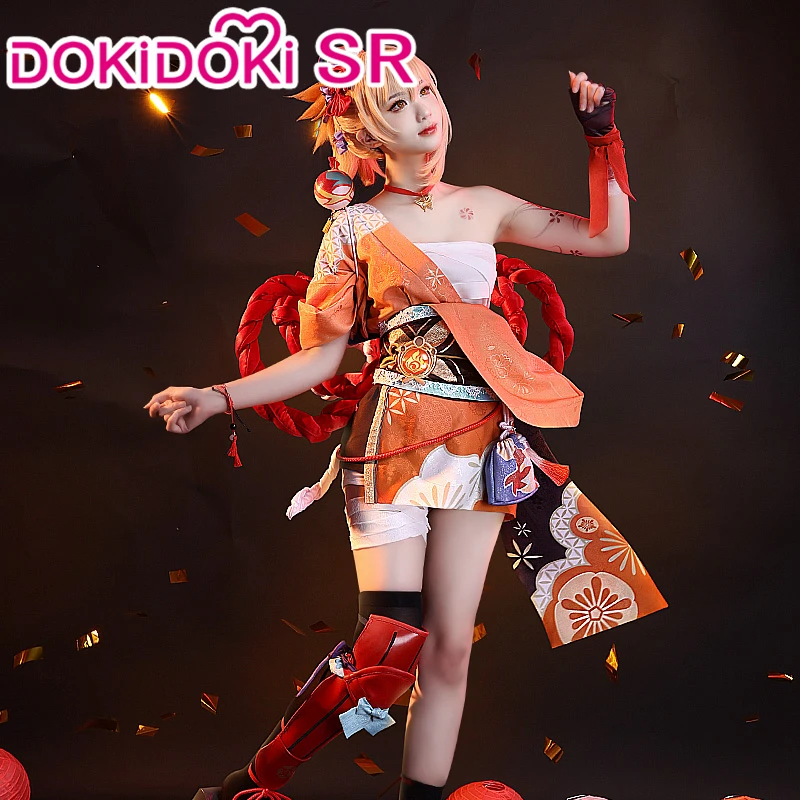 

В наличии, косплей-игра Yoimiya, косплей-костюм Genshin Impact, DokiDoki-SR Yoimiya, костюм Genshin Impact, Хэллоуин Costime Displa