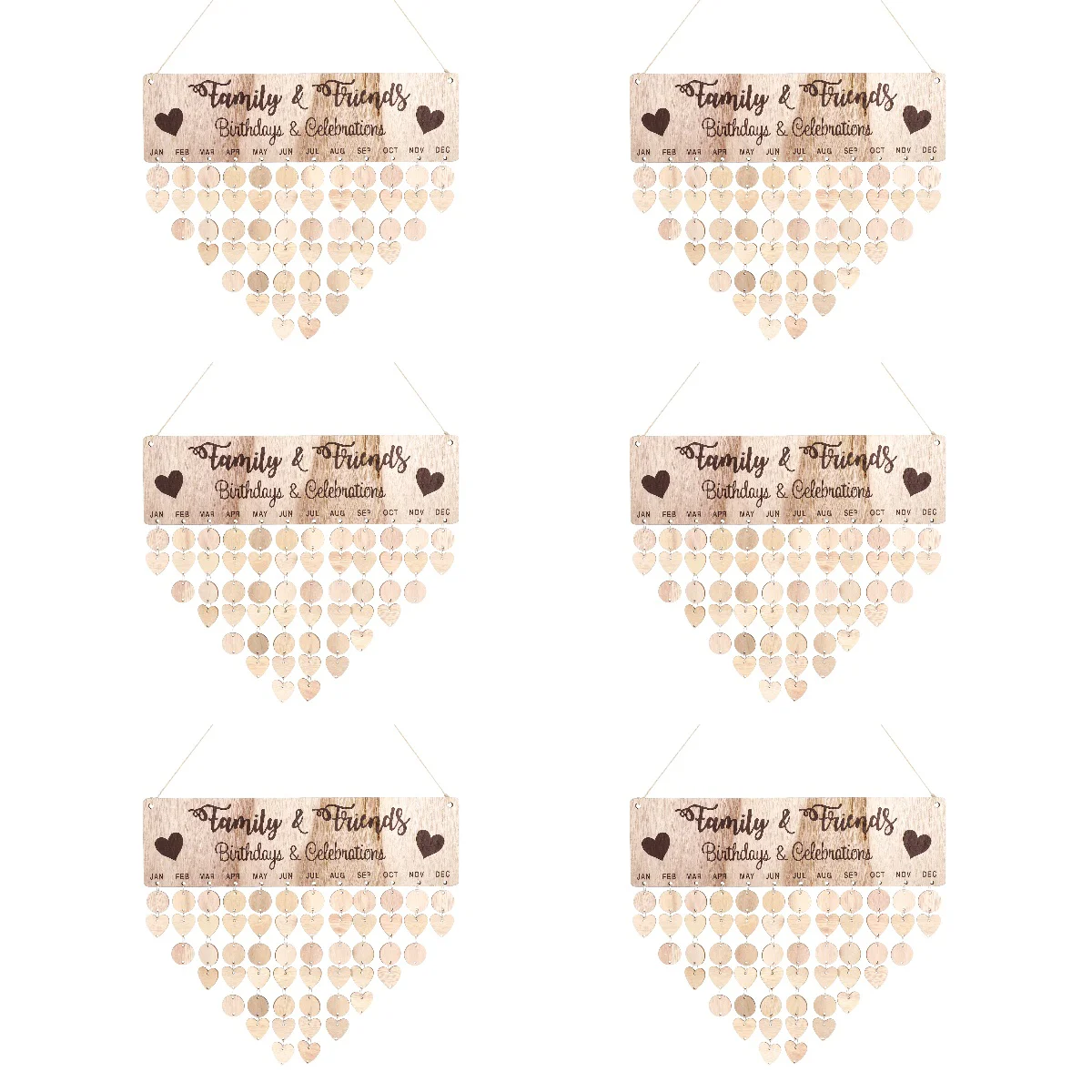 

6 Pack Home Decoration Wedding Plaque Birthday Hangable Date Calendar Wall Reminder