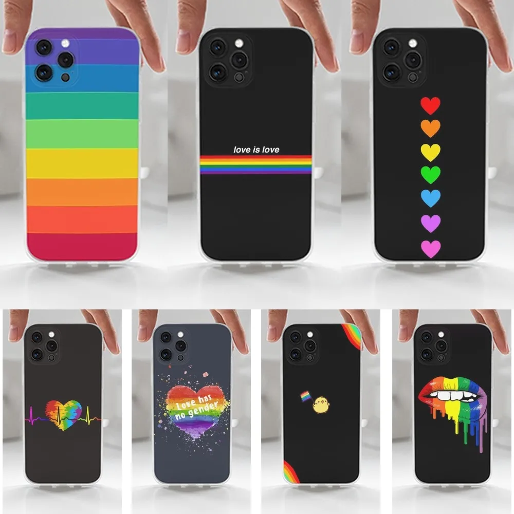 L-Lesbian LGBT Rainbow Pride Case For iPhone 16 15 14 13 12 11 Plus Pro Max XR XS X 7 8 SE Mini Transparent Silicone