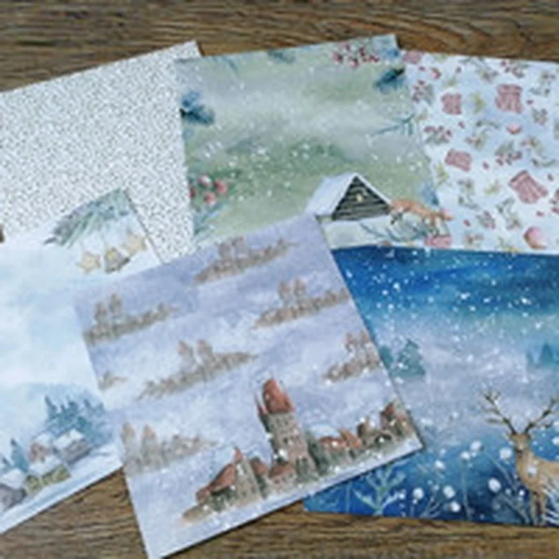 

DIY Background Paper Single Side Photo Album Hand Account Card Winter Snowman Pattern Scrapbook Paper Bag