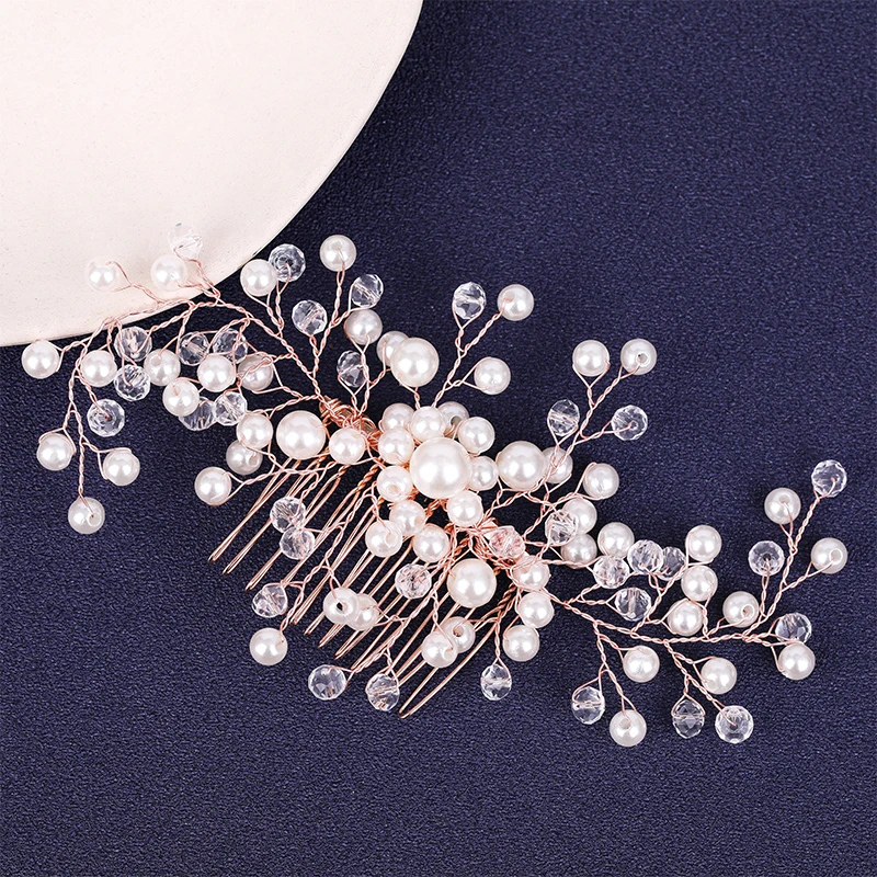 Модные тиары серебряного цвета гребни ручной работы жемчуг стразы свадебные