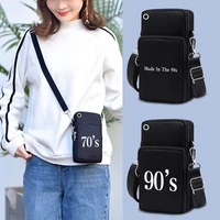 unisex shoulder mobile phone bag for iphone huawei xiaomi cell phone pouch handbags women wrist package with printed years theme