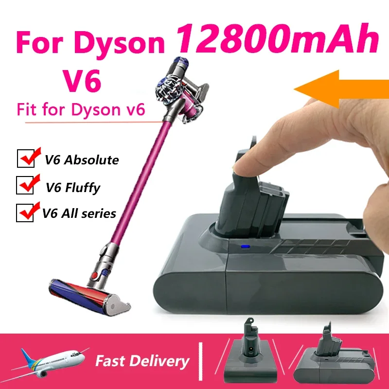 

Литий-ионный аккумулятор 12800 мАч 21,6 в для пылесоса Dyson V6 DC58 DC59 DC61 DC62 DC74 SV09 SV07 SV03 965874-02, батарея dyson v6