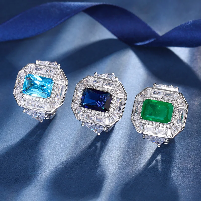 

Brazilian 8*12mm Emerald Tourmaline Temperament Ring S925 Silver Color Wedding Bands Ring Vintage Cocktail Party Fine Jewelry
