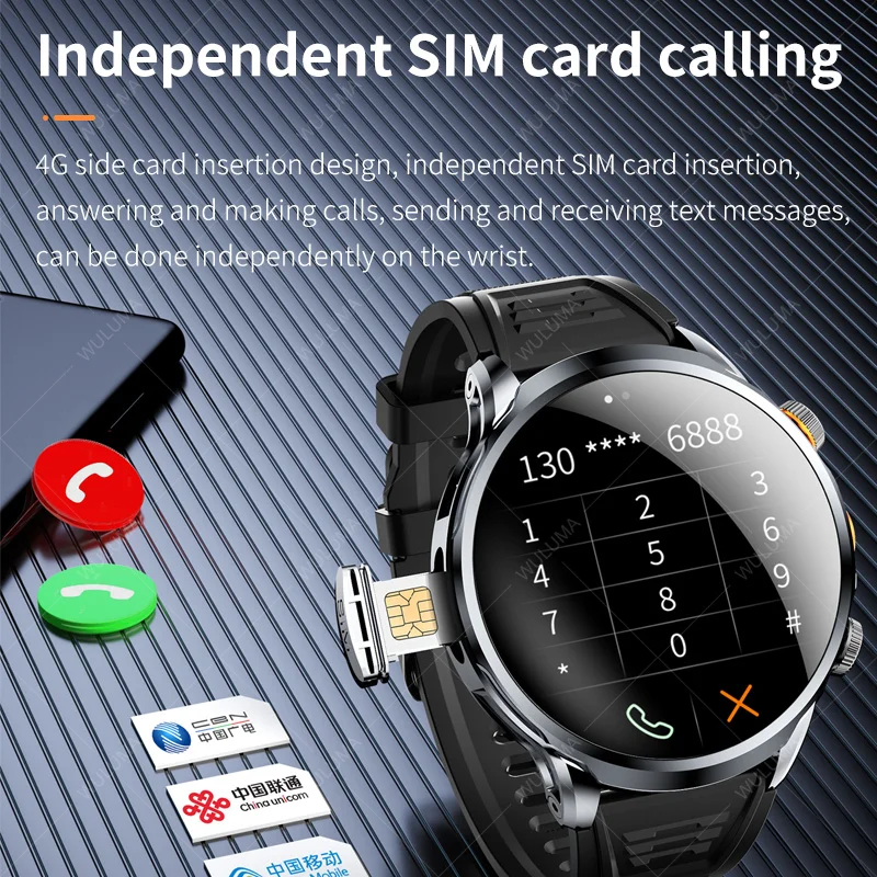 Сеть 4G Google Play Смарт-часы 1 95-дюймовая 3D SIM-карта Загрузка Приложение Камера GPS WIFI NFC