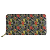 green leaf flower print long wallets portable luxury zipper%c2%a0coin purse woman shopping card case cover portfel damski gift