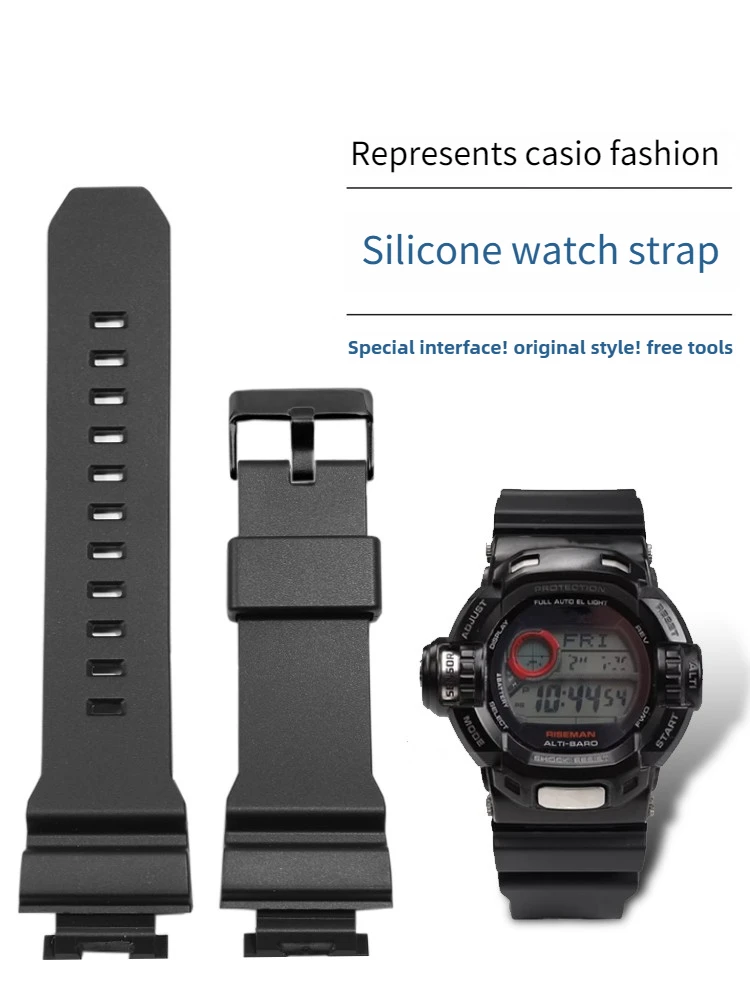 Совместим с черным силиконовым ремешком для часов C-a-s-i-o Big G Series G-9200 GW-9200/9110/9101.