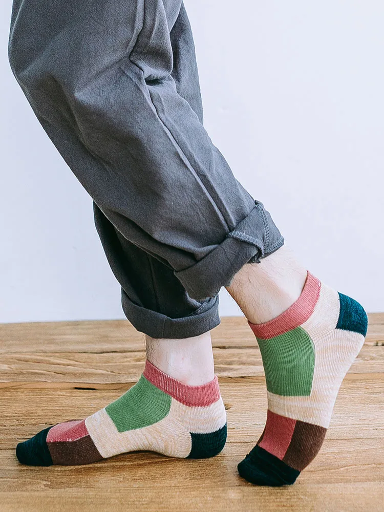 5 Pairs Men's Cotton Boat Socks Short High Quality New Plaid Casual Breathable Antibacterial Men's Ankle Socks for Men