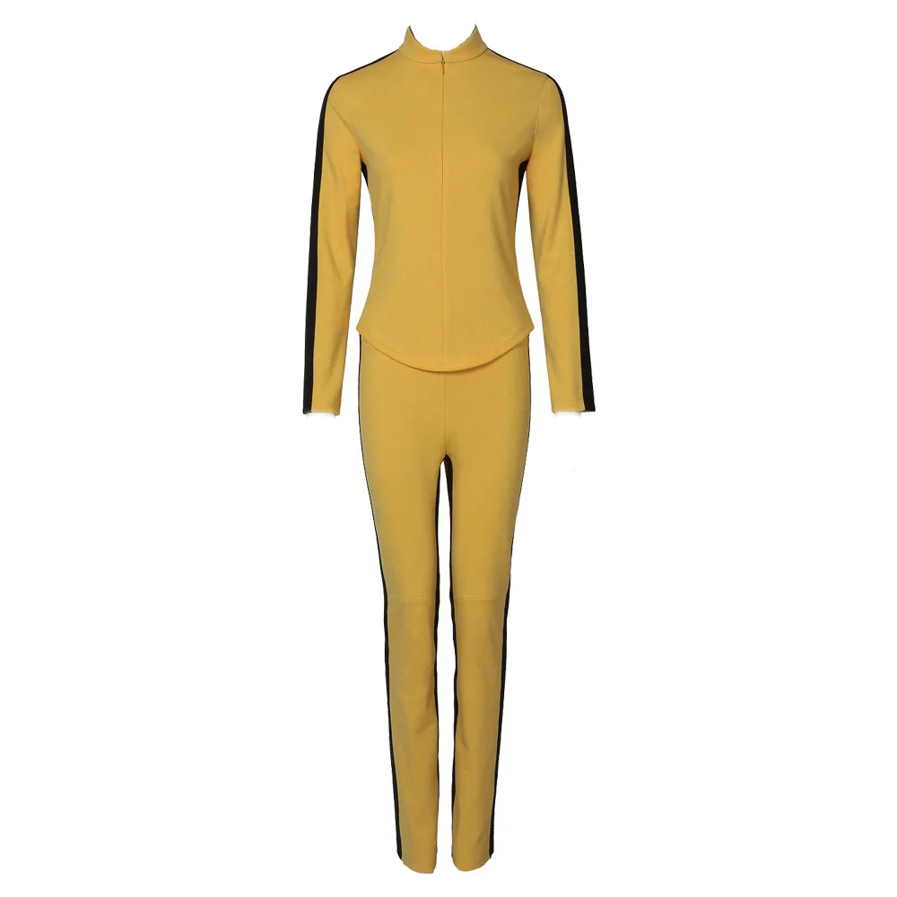 Movies Kill Bill Bride Cosplay Costumes Suit Halloween Woman Yellow Elastic Fabric Sport Suit