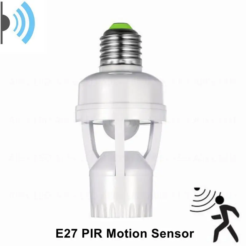 

High Sensitivity PIR Human Induction Motion Sensor LED Night Lamp Socket Base E27 AC110V 220V Delay Time Adjustable Switch