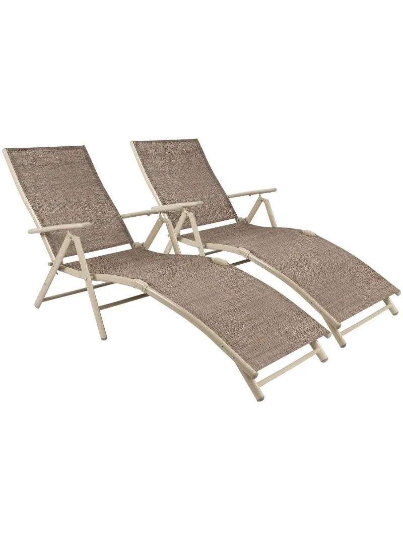 

Vineego Patio Lounge Chairs Set of 2 Beach Adjustable Chaise Lounge Outdoor Pool Side Folding Recliners, Beige