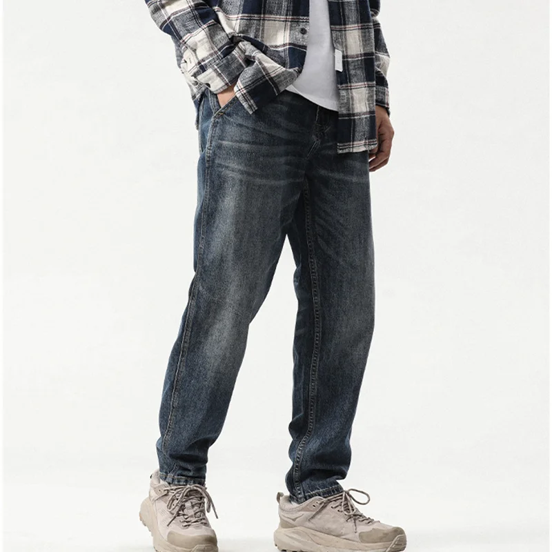 Men Clothing 2022 New Pattern Recreational Vintage Broad Leg Blue Jeans Straight Cylinder Large Loose Haren Pants Autumn Female