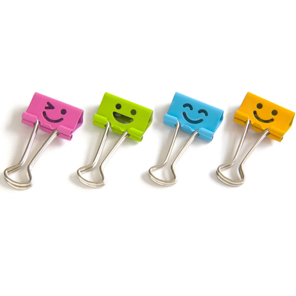 

80pcs 19mm Adorable Hollow Facial Expression Pattern Metal Clip Mini Binders Binder Clip Stationery Clamp Home Paper Holder for