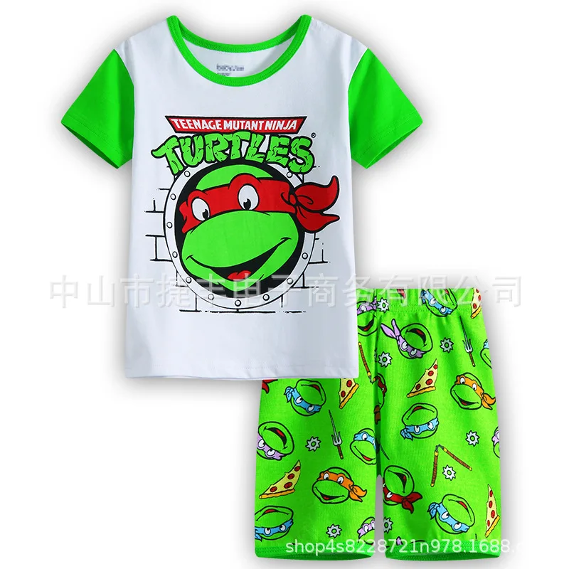 Летняя детская пижама с принтом черепашек-ниндзя футболка коротким рукавом и