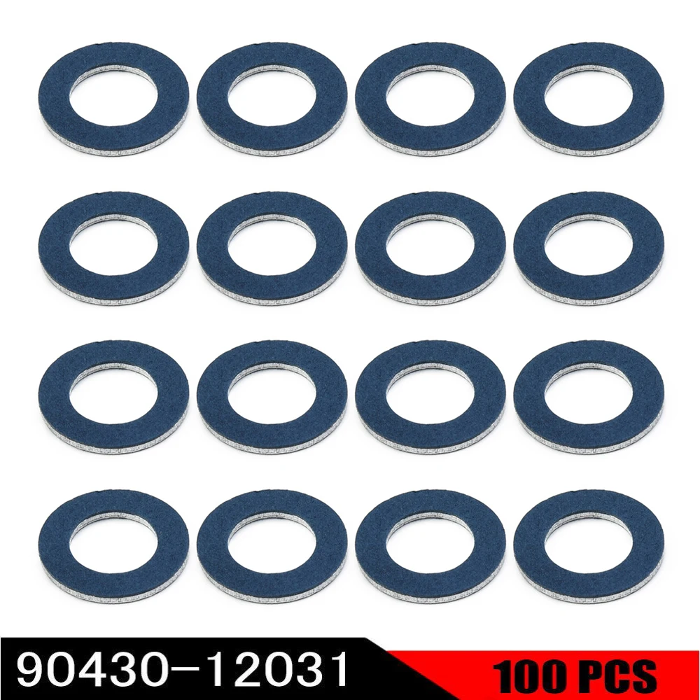 

100x Oil Drain Sump Plug Washers Gasket Hole 90430-12031 90430-12028 095-156 65394 For Toyota OE90430-12031 12mm