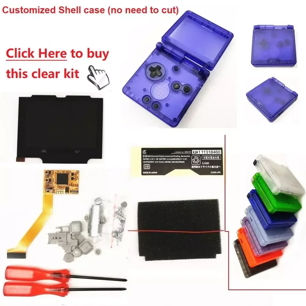 

V2 IPS Screen LCD Kits for GBA SP Backlight LCD Screen 5 Levels Brightness V2 Screen For GBA SP Console