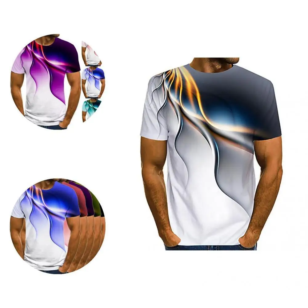 

Sweat Absorbing Soft Texture 3D Pattern Men Slim Summer Top Streetwear