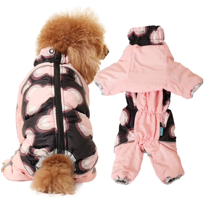 

Winter Overalls for Dogs Reflective Dog Clothes Thick Warm Puffy Puppy Snowsuit for Small Dogs Male Female Fully Covered Belly