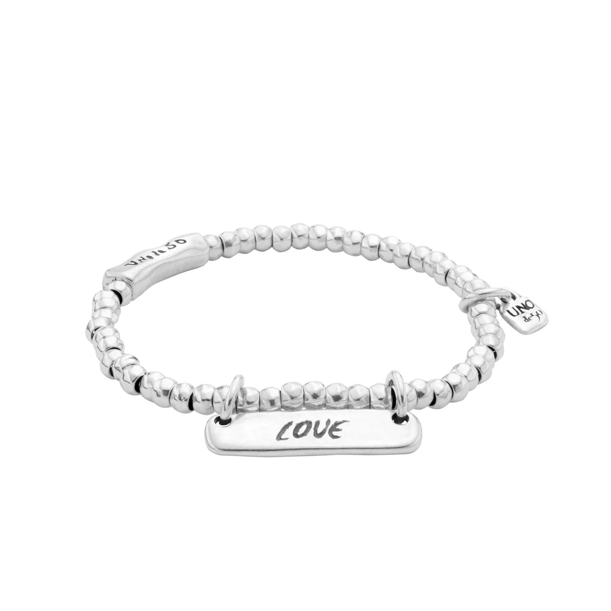 UNO De 50-это качественный женский браслет из серебра 2024 пробы с бусинами и надписью