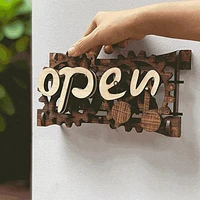beautiful wood smooth edge creative manual mechanical hanging open closed sign for household front door sign sign board
