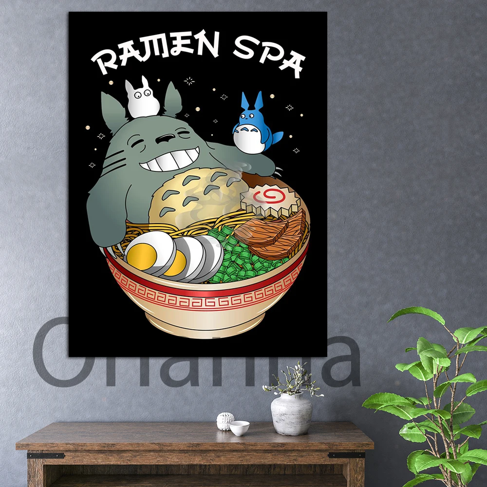 

Ramen Japanese Food Lover Poster My Neighbor Totoro Ramen Wall Art Food Prints Wall Decor Kitchen Decoration Canvas Paintings