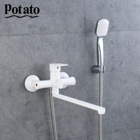 potato bathroom shower faucet single handle wall mounted hot and cold water with shower head p22270