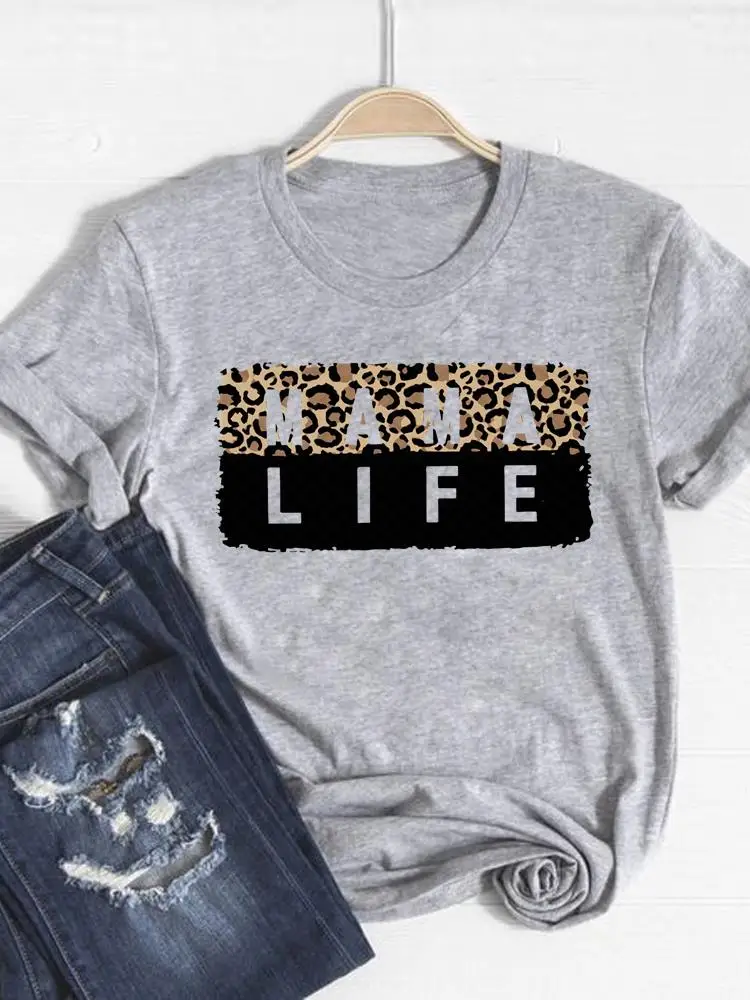 

Футболка женская базовая с коротким рукавом, модная одежда с принтом леопардовой расцветки, одежда для мам, летний топ