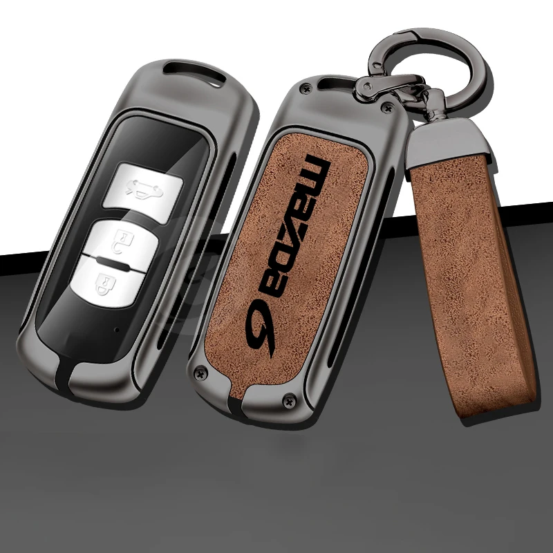 

New Leather Metal Car Key Case Cover For Mazda 6 Logo For GJ Wagon Kombi Holder Keychain Key Fob Accessories