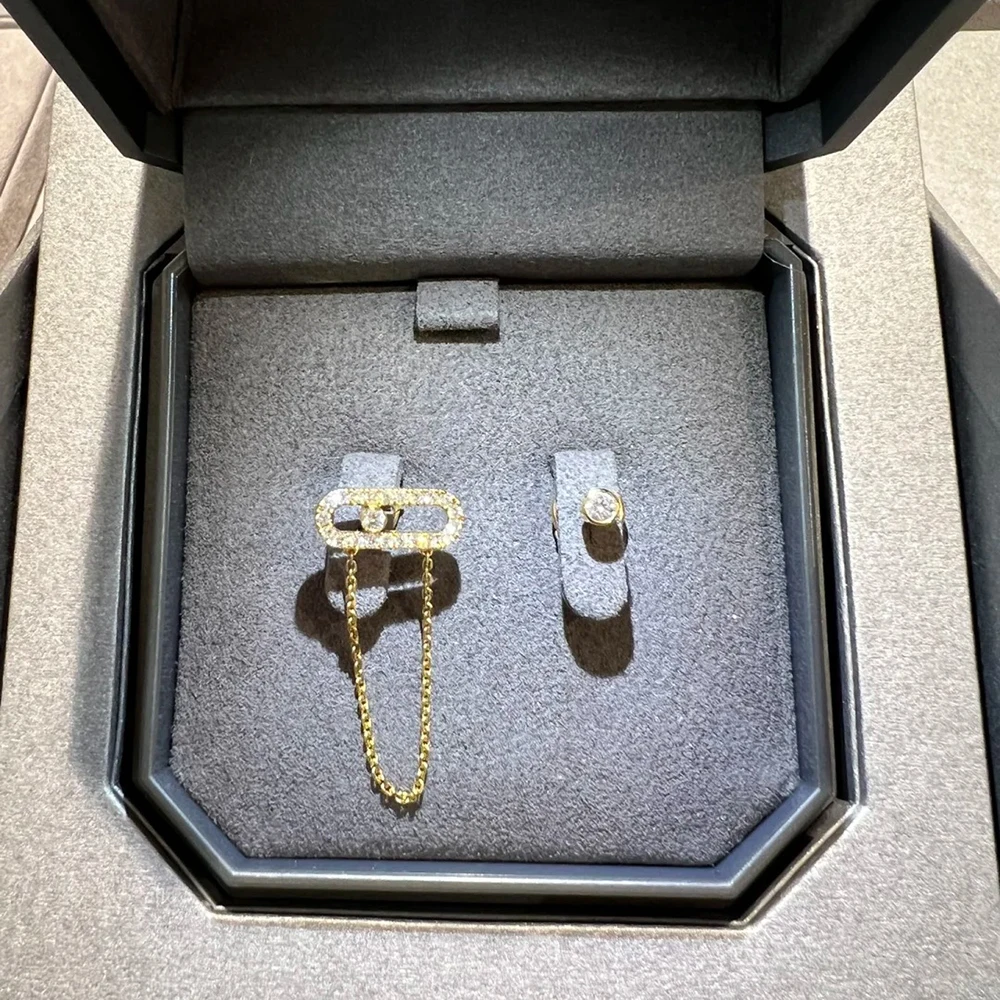 

100% 925 sterling silver French women's earrings. Classic symbol 1:1. MOVE UNO. Fashion Engagement Wedding Gift