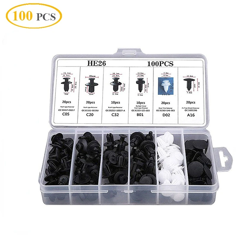 

100 шт. 6 размеров автомобильный крепежный зажим пластиковые зажимы крепеж бампер дверь для автомобилей Обшивка фитинг разборка инструмент у...