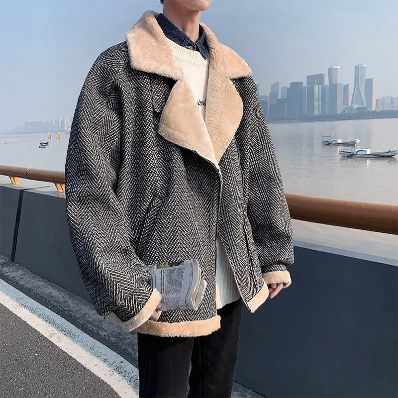 

Мужские свободные повседневные парки, тренчи-пальто из кашемира, 3 цвета, с хлопковой подкладкой, зимняя одежда, 2022