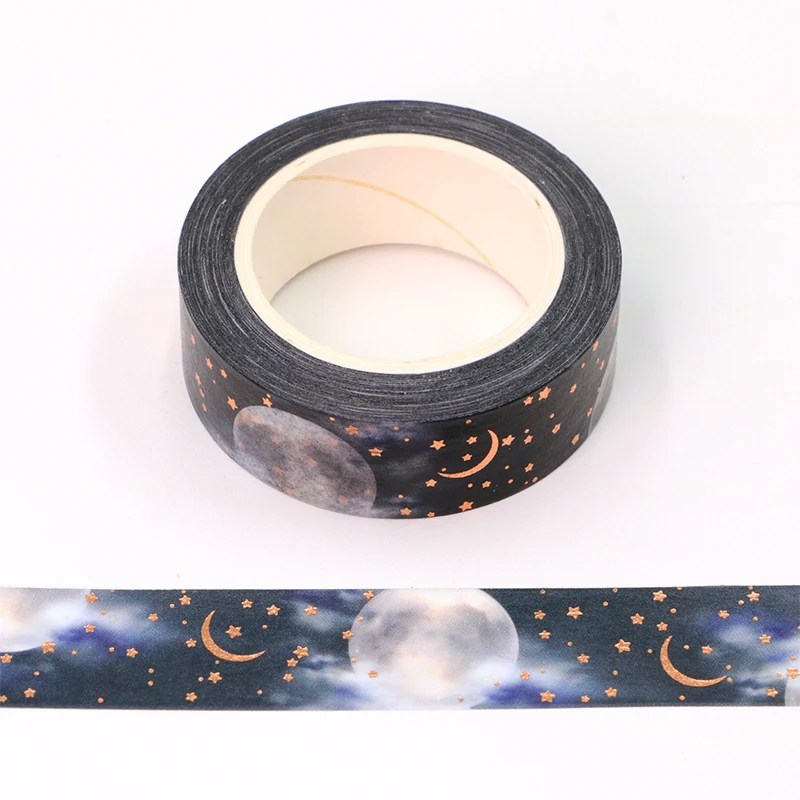 

NEW 10Pcs/Lot Decorative Gold Foil Stars and Moon Night Washi Tape Planner Adhesive Masking Tape vintage washi tape