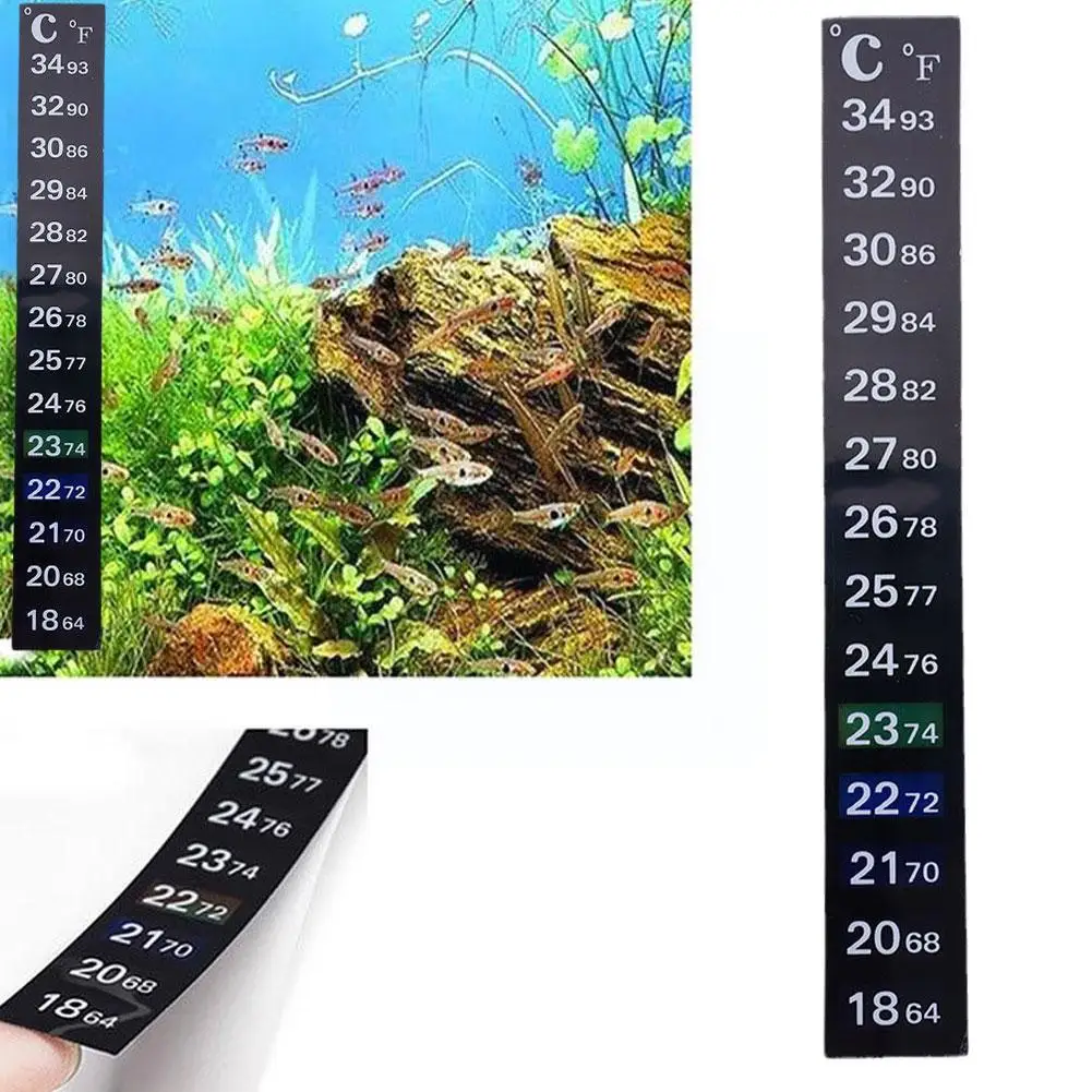 

Aquarium Fish Tank Fridge Thermometer Sticker 18-34 Measurement Temperature Stickers Temp Digital Tools D8H9