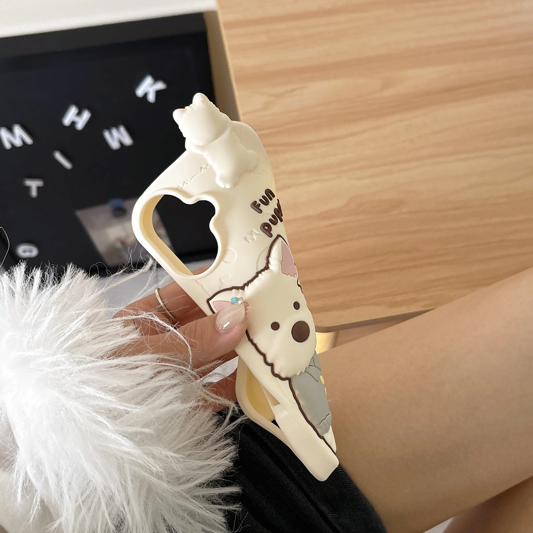 Чехол для телефона с 3D милым мультяшным забавным щенком iPhone 12 13 14 15 16 Pro Max мягкий