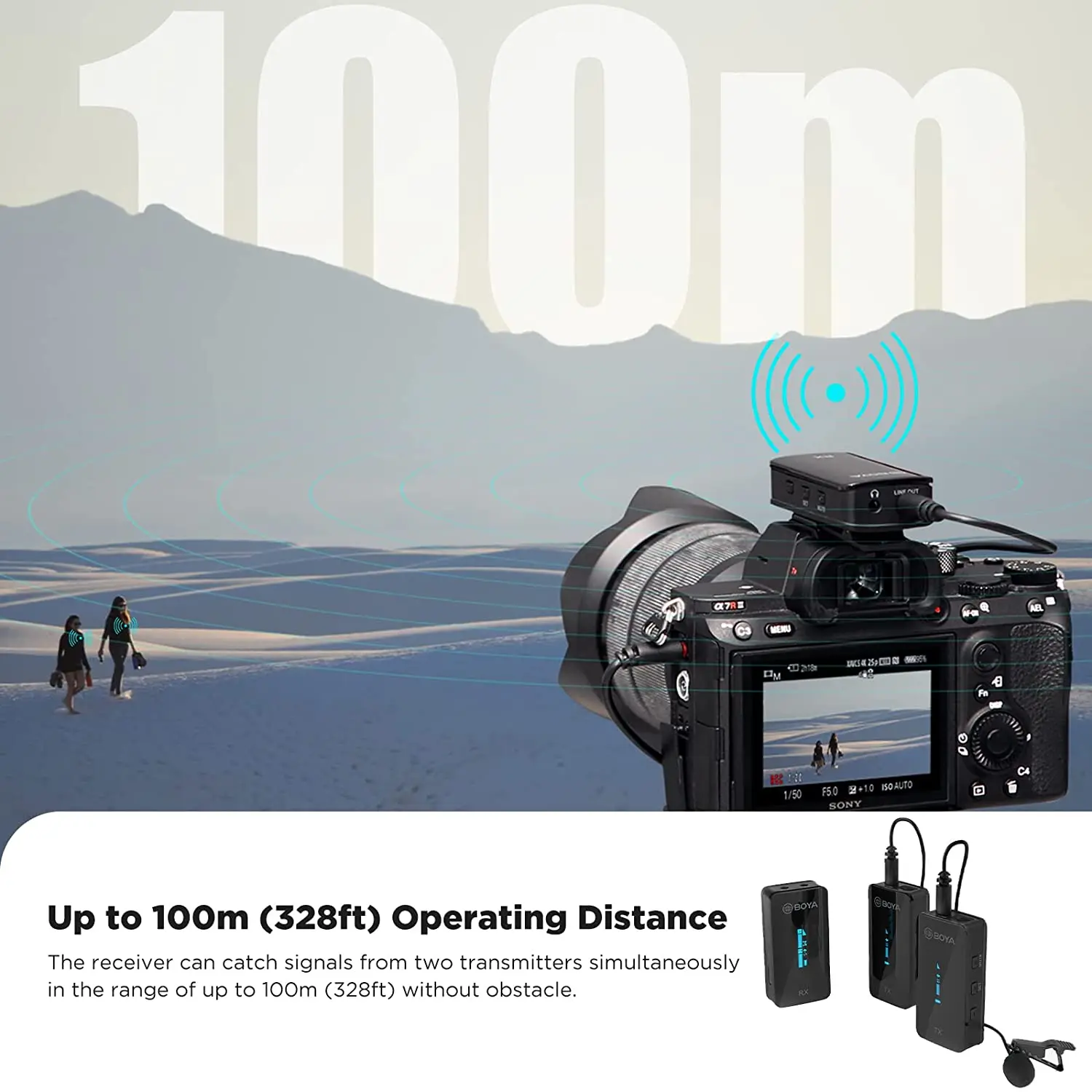 Беспроводной петличный микрофон BOYA профессиональная конденсаторная система с