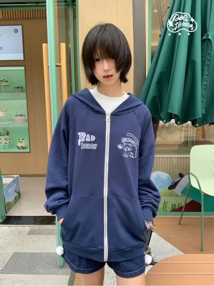Deeptown Harajuku толстовки в японском стиле женские Y2k Kawaii Лолита пальто на молнии большие размеры милые аниме толстовки с вышивкой повседневные (art.: 3920ca5fe3d34) - 3920ca5fe3d34